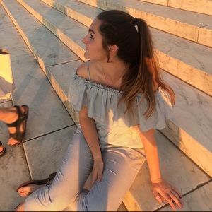 Pinstriped linen play suit